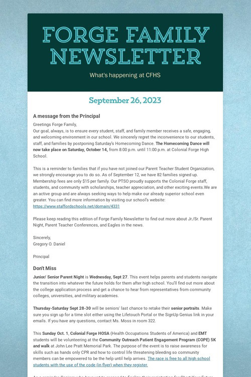 Forge Family Newsletter