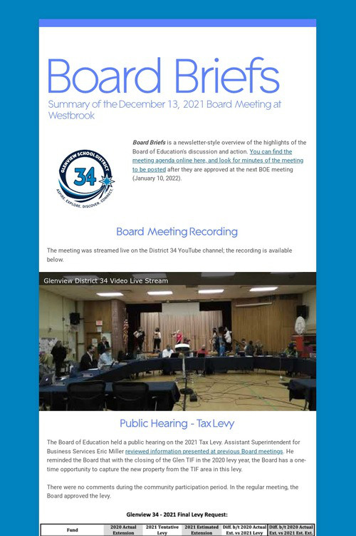 Board Briefs