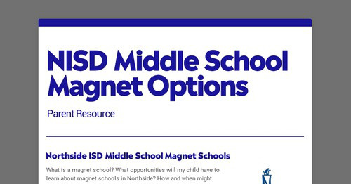 NISD Middle School Magnet Options