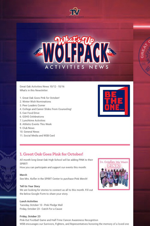 What's Up Wolfpack 10/12 - 10/16