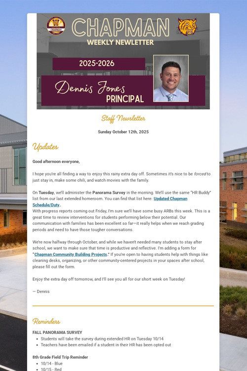 Chapman Staff Update