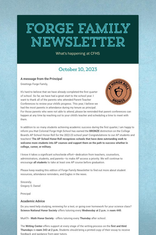 Forge Family Newsletter