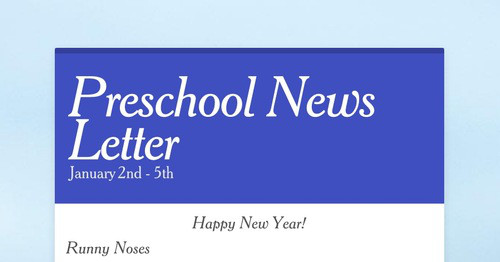 Preschool News Letter