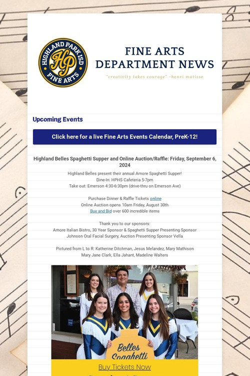08/23/24 Fine Arts Department News