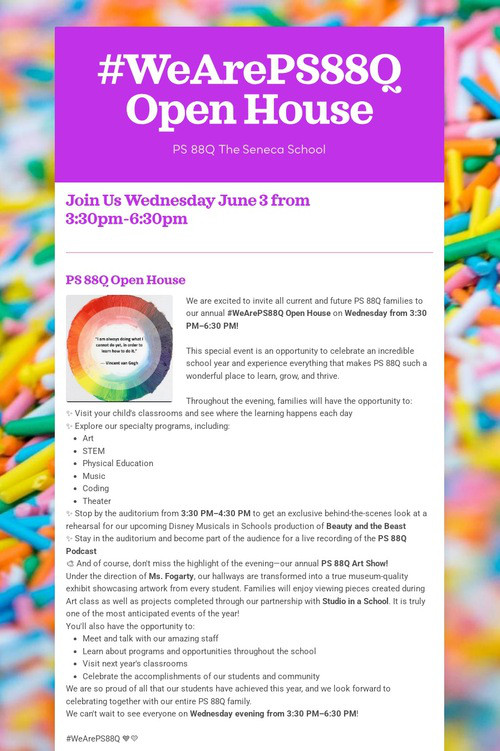 #WeArePS88Q Open House