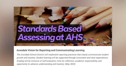 Standards Based Assessing at AHS