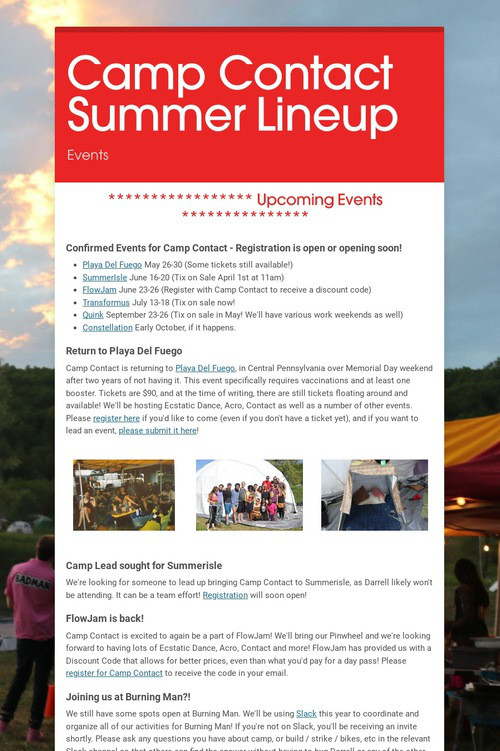 Camp Contact Summer Lineup