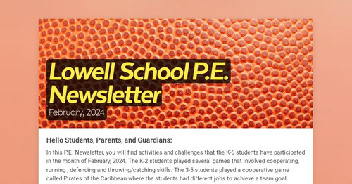 Lowell School P.E. Newsletter