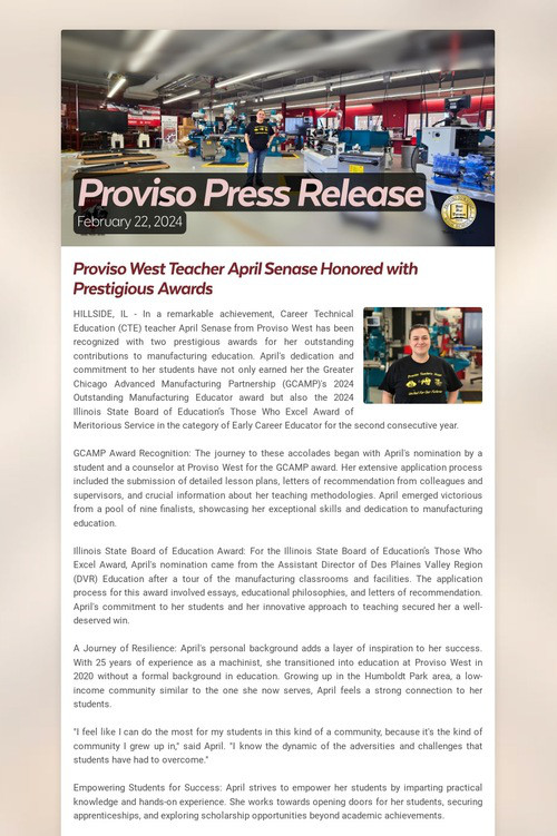 Proviso Press Release