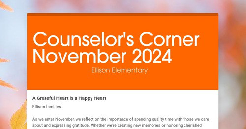 Counselor's Corner November 2024