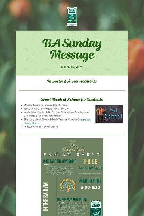 BA Sunday Message