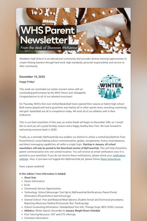 WHS Parent Newsletter