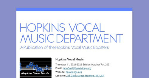 HOPKINS VOCAL MUSIC DEPARTMENT