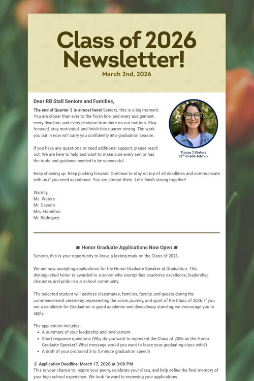 Class of 2026 Newsletter!