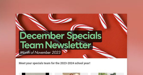 December Specials Team Newsletter