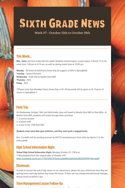 Sixth Grade News
