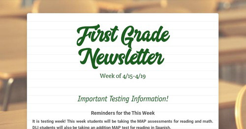 First Grade Newsletter