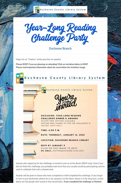 Year-Long Reading Challenge Party
