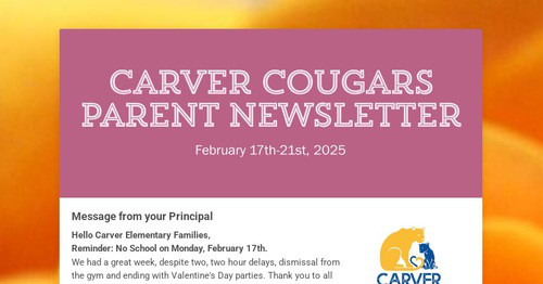 Carver Cougars Parent Newsletter
