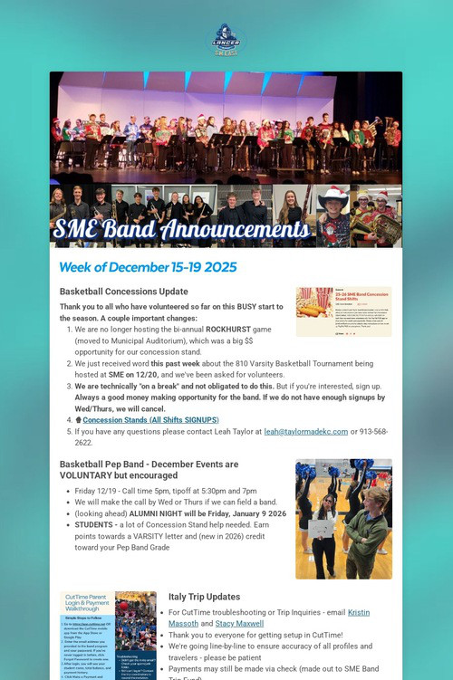 SME Band Announcements