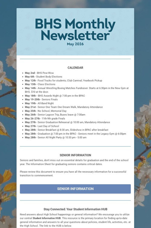 BHS Monthly Newsletter