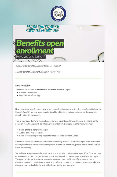 Benefits open enrollment
