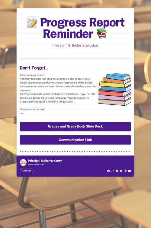 📝 Progress Report Reminder 📚