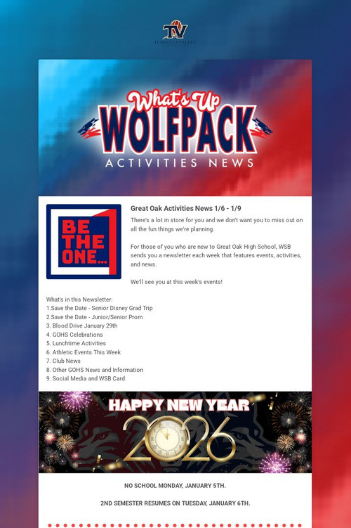 What's Up Wolfpack  1/6 - 1/9