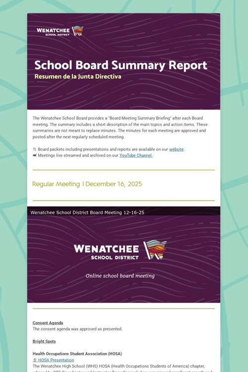 School Board Meeting Summary