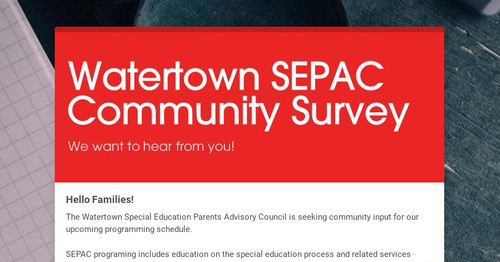 Watertown SEPAC Community Survey