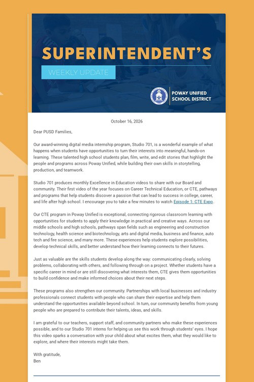 Superintendent's Weekly Update