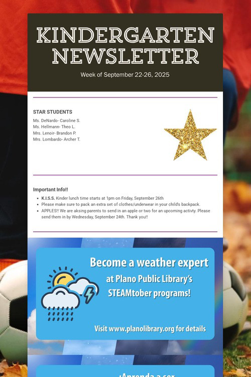 Kindergarten Newsletter