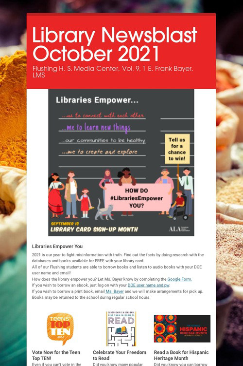 Library Newsblast October 2021