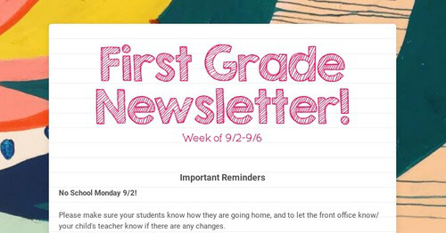 First Grade Newsletter!