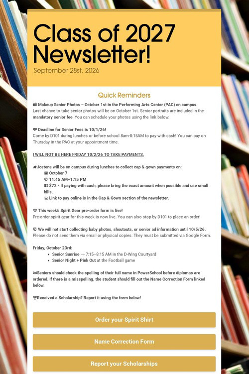 Class of 2027 Newsletter!