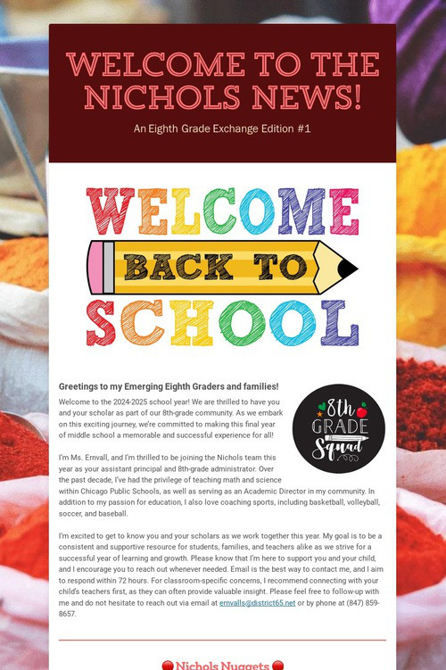 Welcome to the Nichols News!