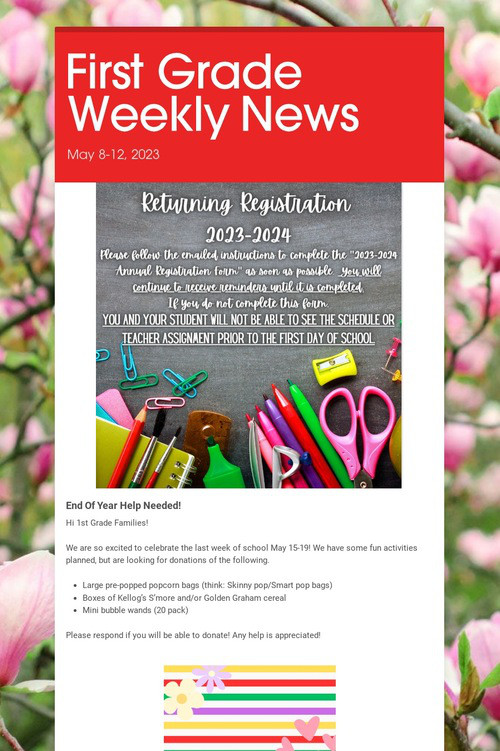 First Grade Weekly News