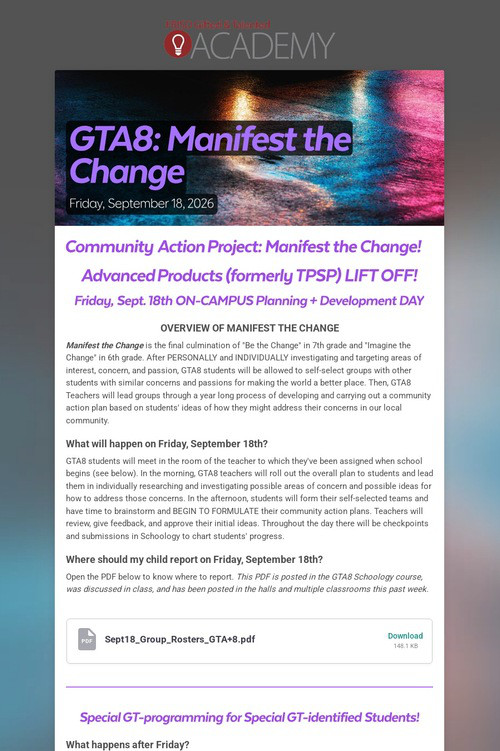 GTA8: Manifest the Change