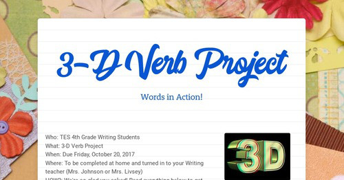 3-D Verb Project | Smore Newsletters
