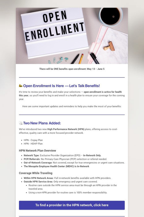 Benefits open enrollment