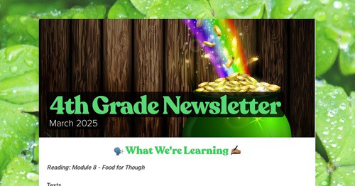 4th Grade Newsletter