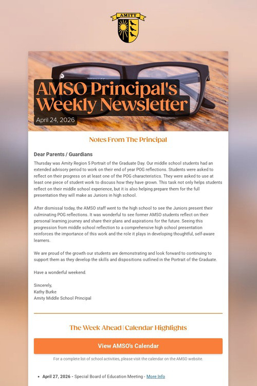 AMSO Principal's Weekly Newsletter