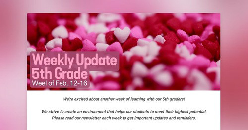 Weekly Update 5th Grade