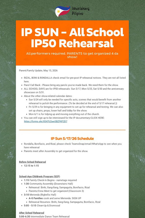 IP SUN - All School IP50 Rehearsal