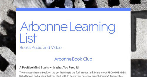 Arbonne Learning List