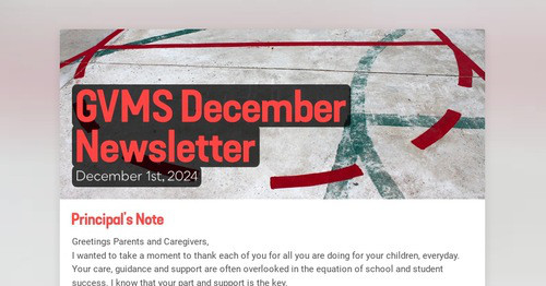 GVMS December Newsletter