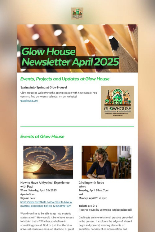 Glow House Newsletter April 2025