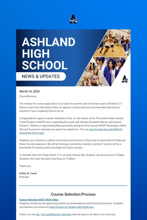 Ashland High School Weekly Update
