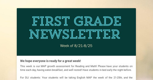 First Grade Newsletter