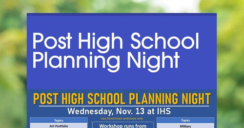 Post High School Planning Workshop